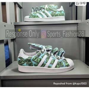 Jeremy Scott x Adidas Green and White Athletic Shoes
